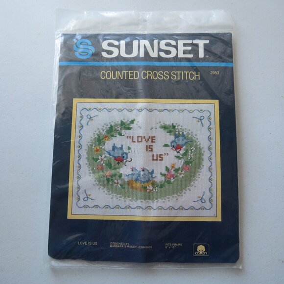 Love is Us Sunset Counted Cross Stitch Vintage Kit #2983, 1984 - Picture 1 of 10